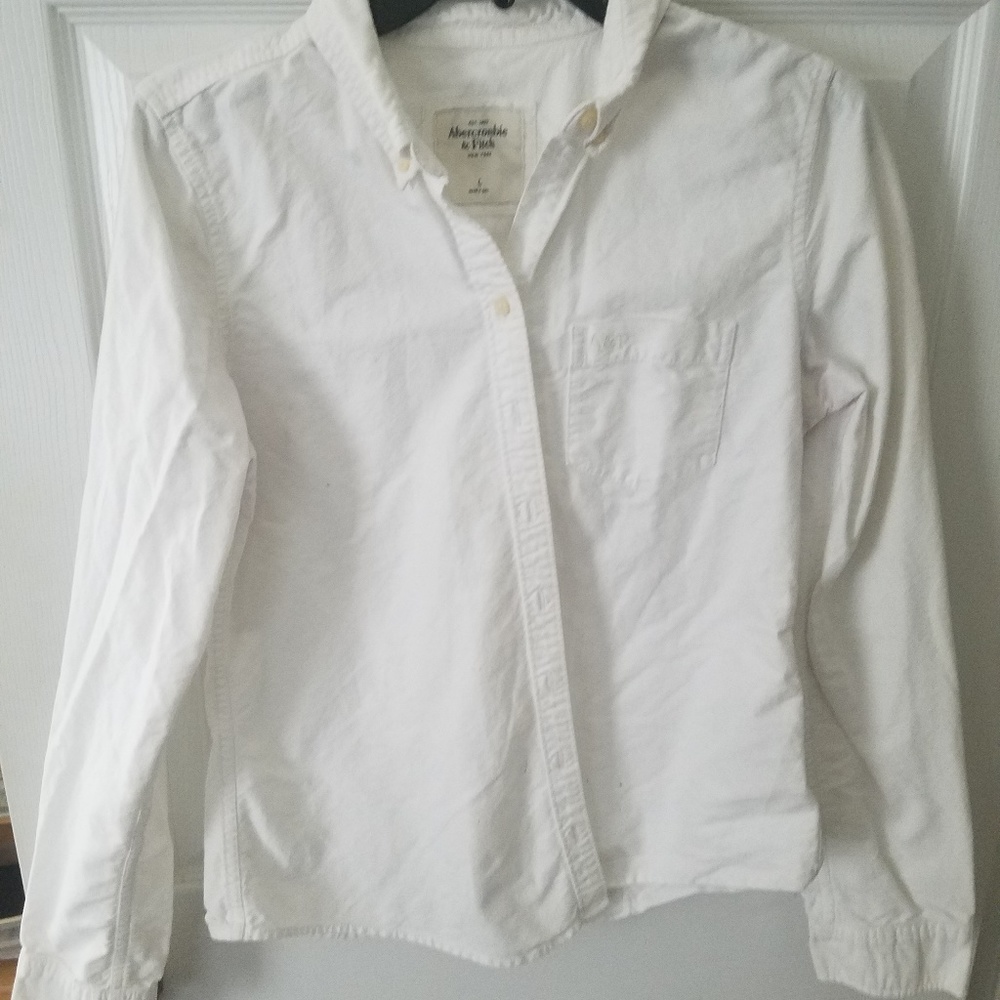Abercrombie and Fitch White Cotton Button Down L